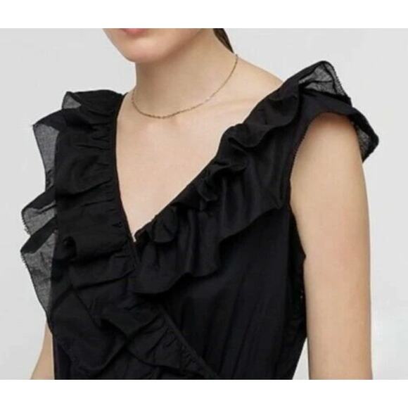 J. Crew Ruffle Front Tiered Maxi Dress Pockets Black Women's Spring Summer Easy - Picture 1 of 9
